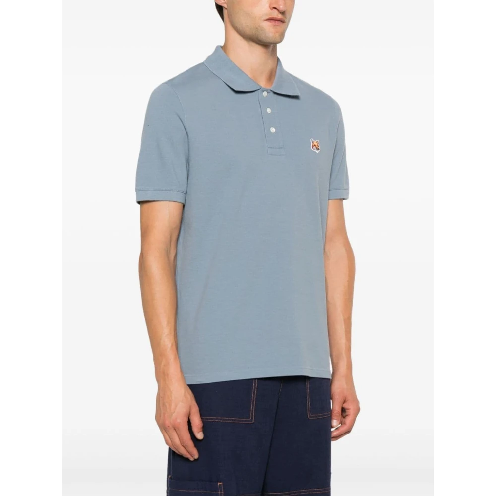 Maison Kitsuné Blauwe Fox Head Polo Shirt Blue Heren