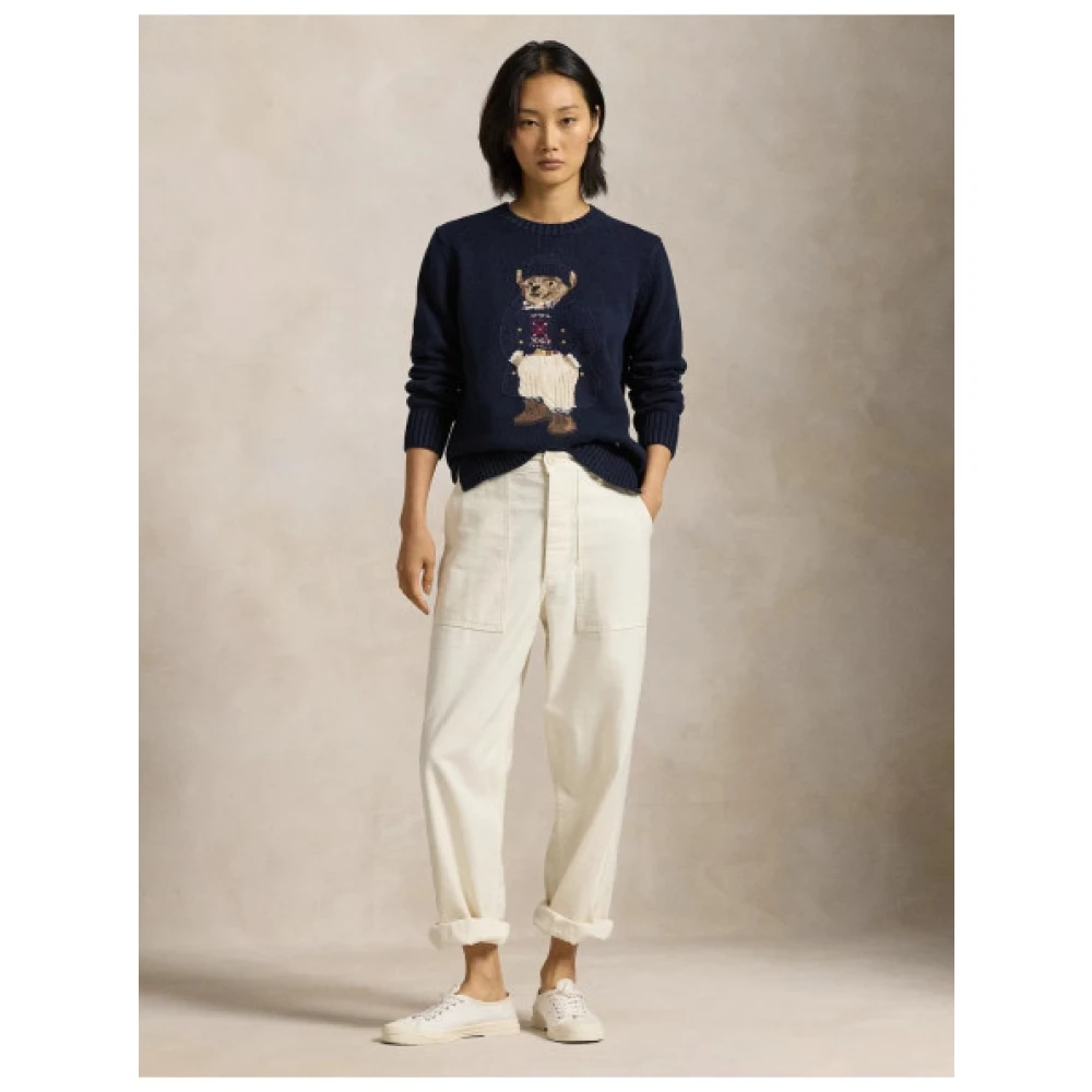 Polo Ralph Lauren Nautische Jacquard Katoenen Berentrui Blue Dames