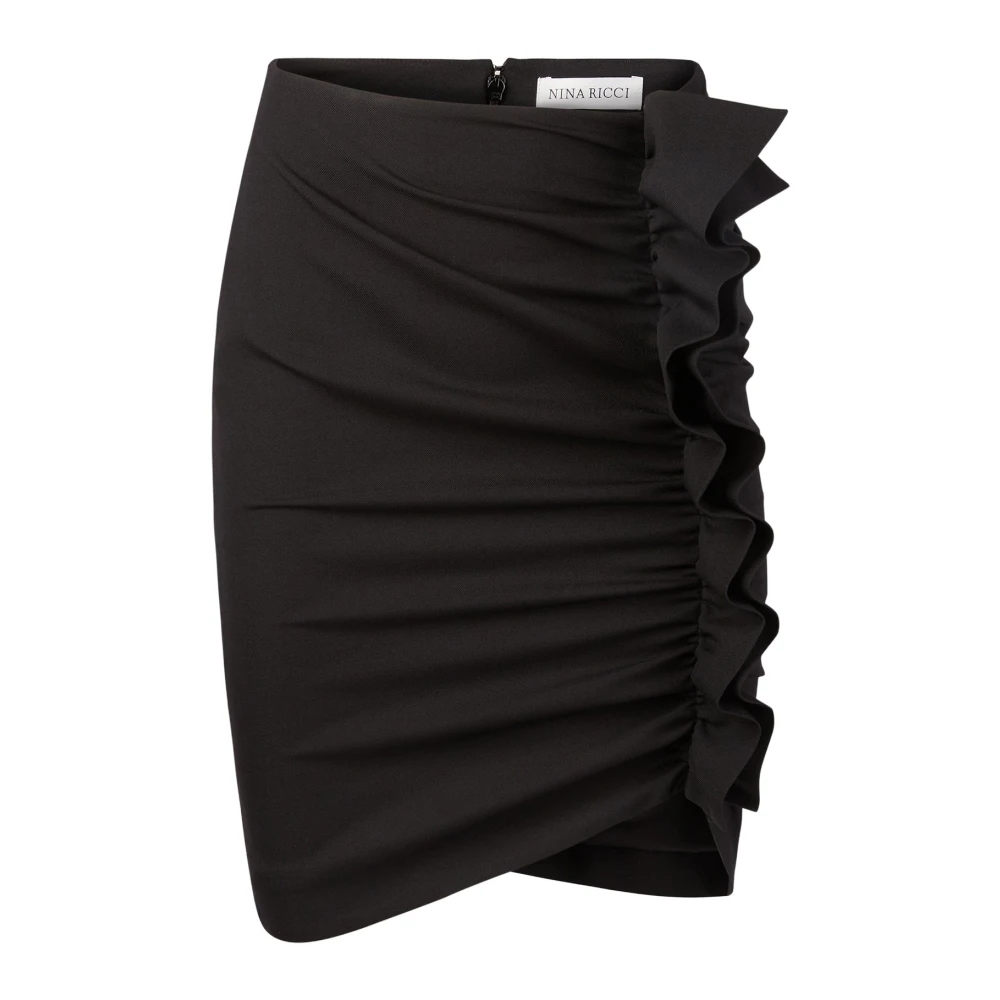 Nina Ricci Zwarte Gedrapeerde Midi Rok Black Dames