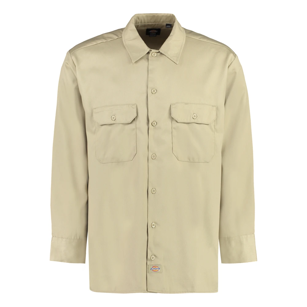 Dickies Katoenmix Lange Mouw Shirt Beige Heren