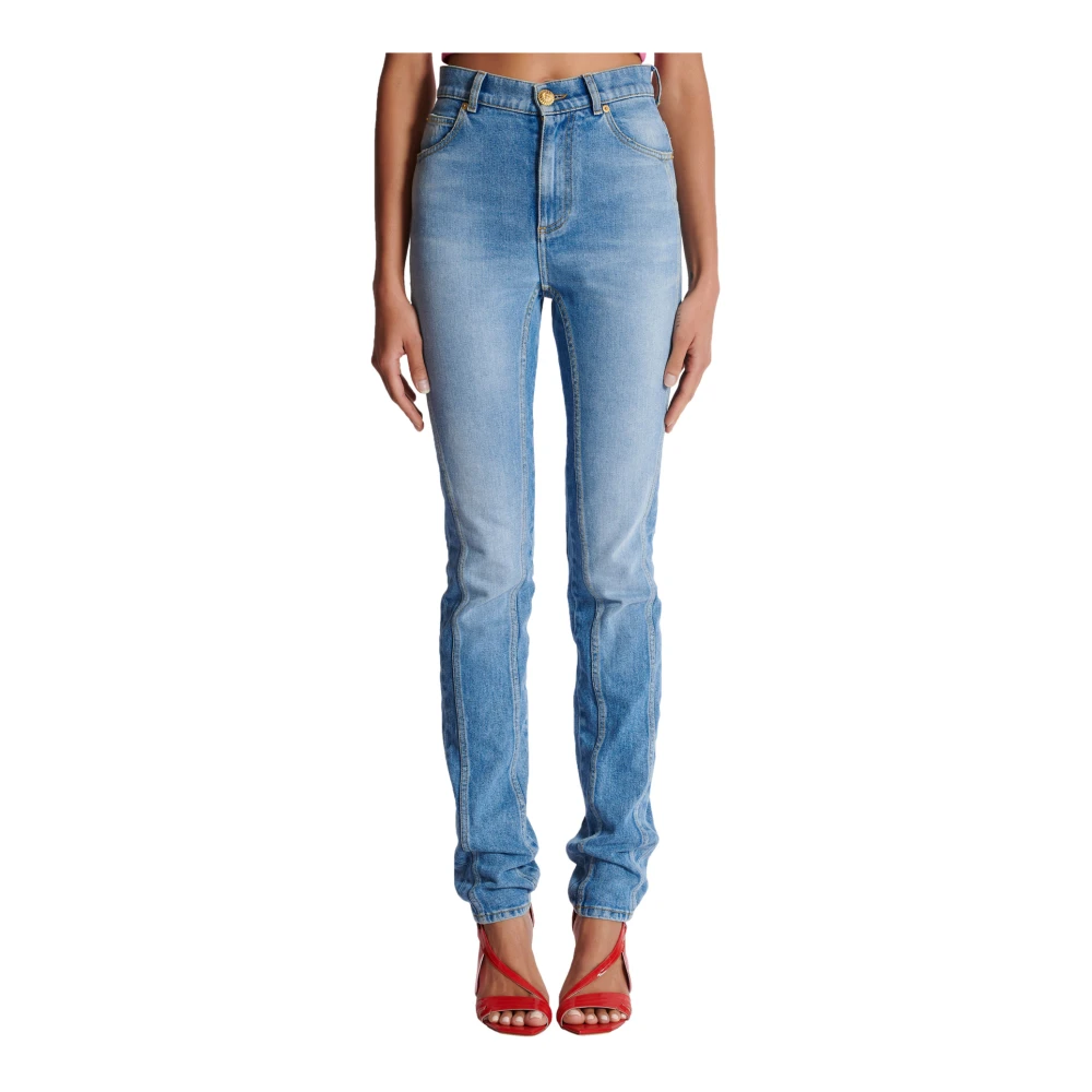 Balmain Lichtblauwe denim slim-fit jeans Blue Dames