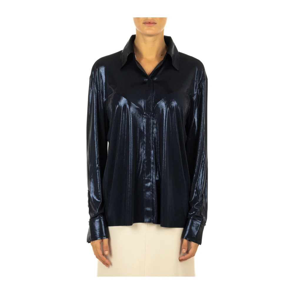 Norma Kamali Blauw Shirt Kraag Staan Blue Dames