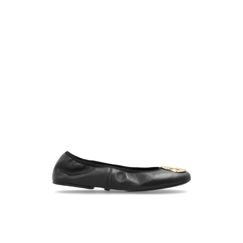 Tory Burch Women's Black Ballerina Shoes, 3 Uk, Leather Ballet Flats