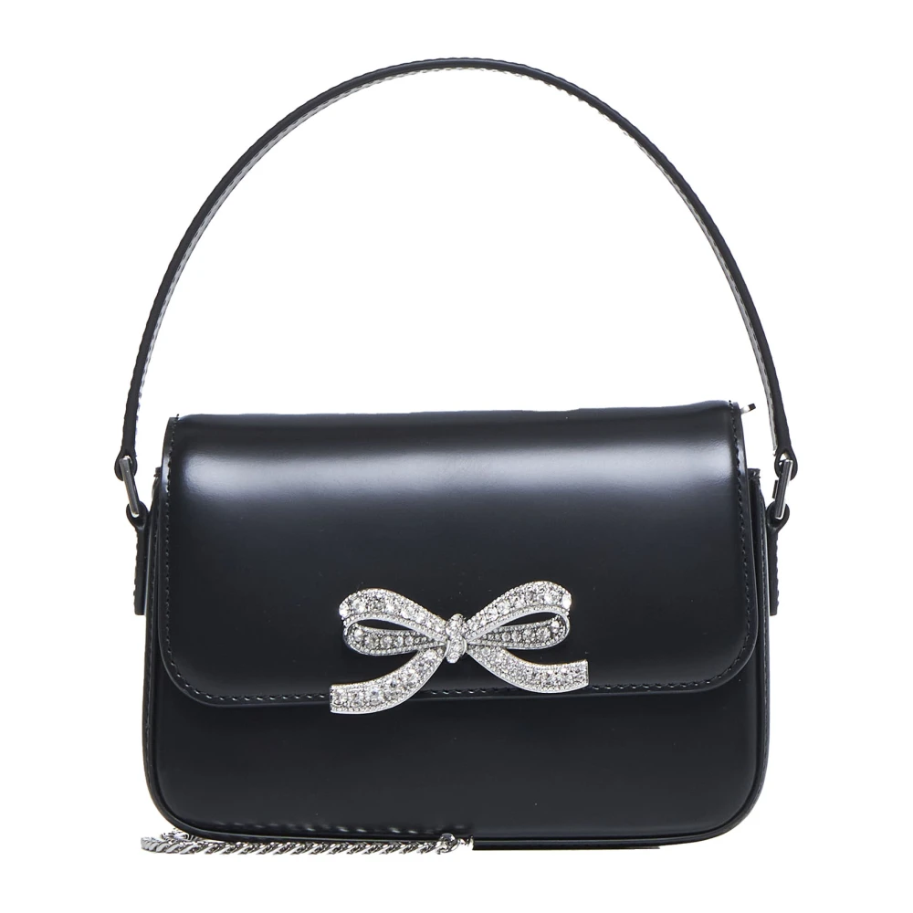 Self Portrait Zwarte Leren Micro Tas met Kristallen Black Dames