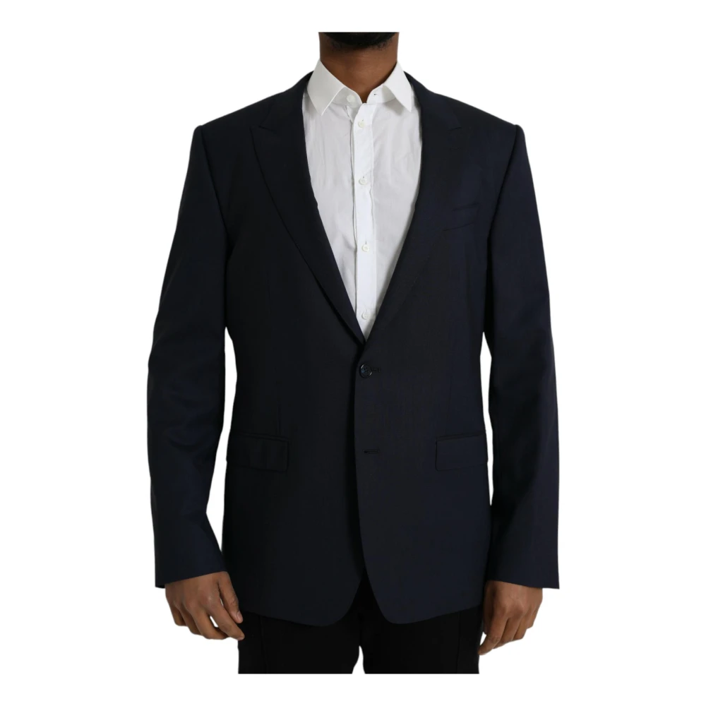 Dolce & Gabbana Donkerblauwe Wollen Blazer Blue Heren