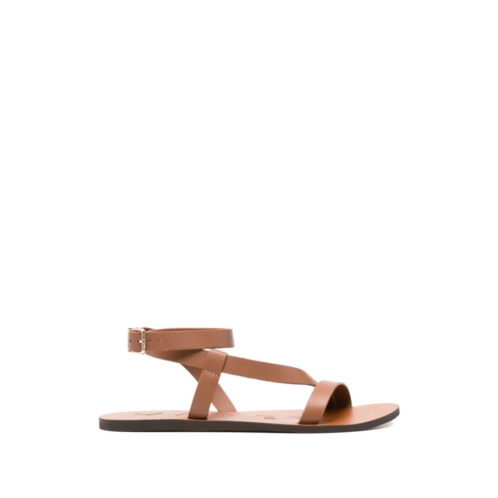 Manebí Women's Brown Buckle Strap Flat Sandals - Flat Sandals - 7 Uk- Shoes