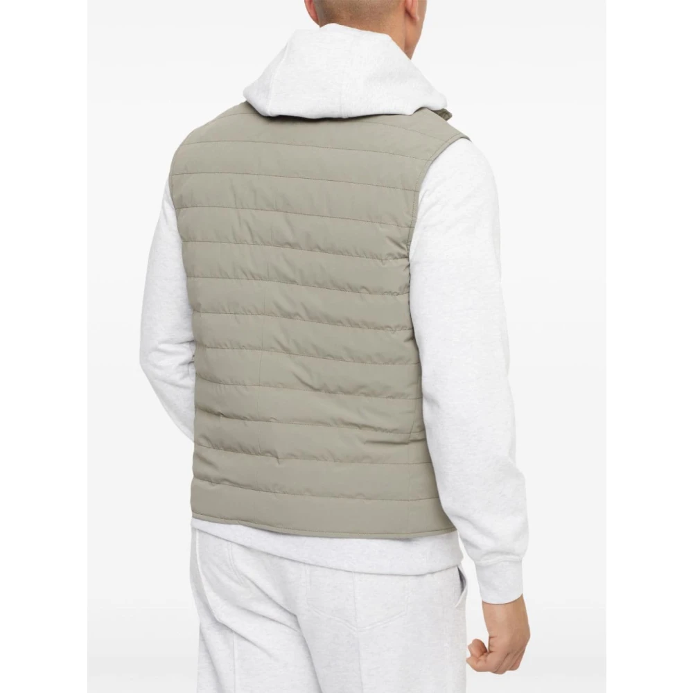 BRUNELLO CUCINELLI Gewatteerd Mouwloos Hoognek Jas Gray Heren