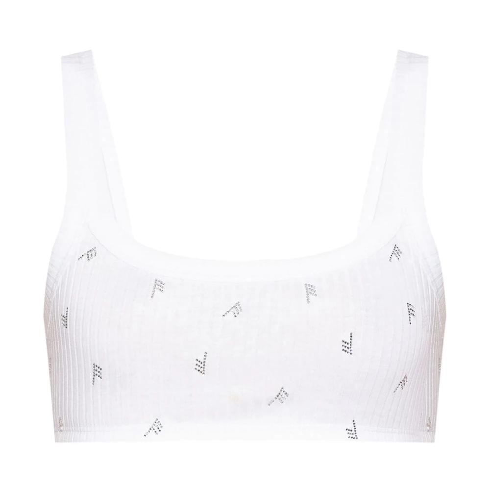 The Attico Witte Katoenen Mouwloze Top met Logo Borduursel White Dames