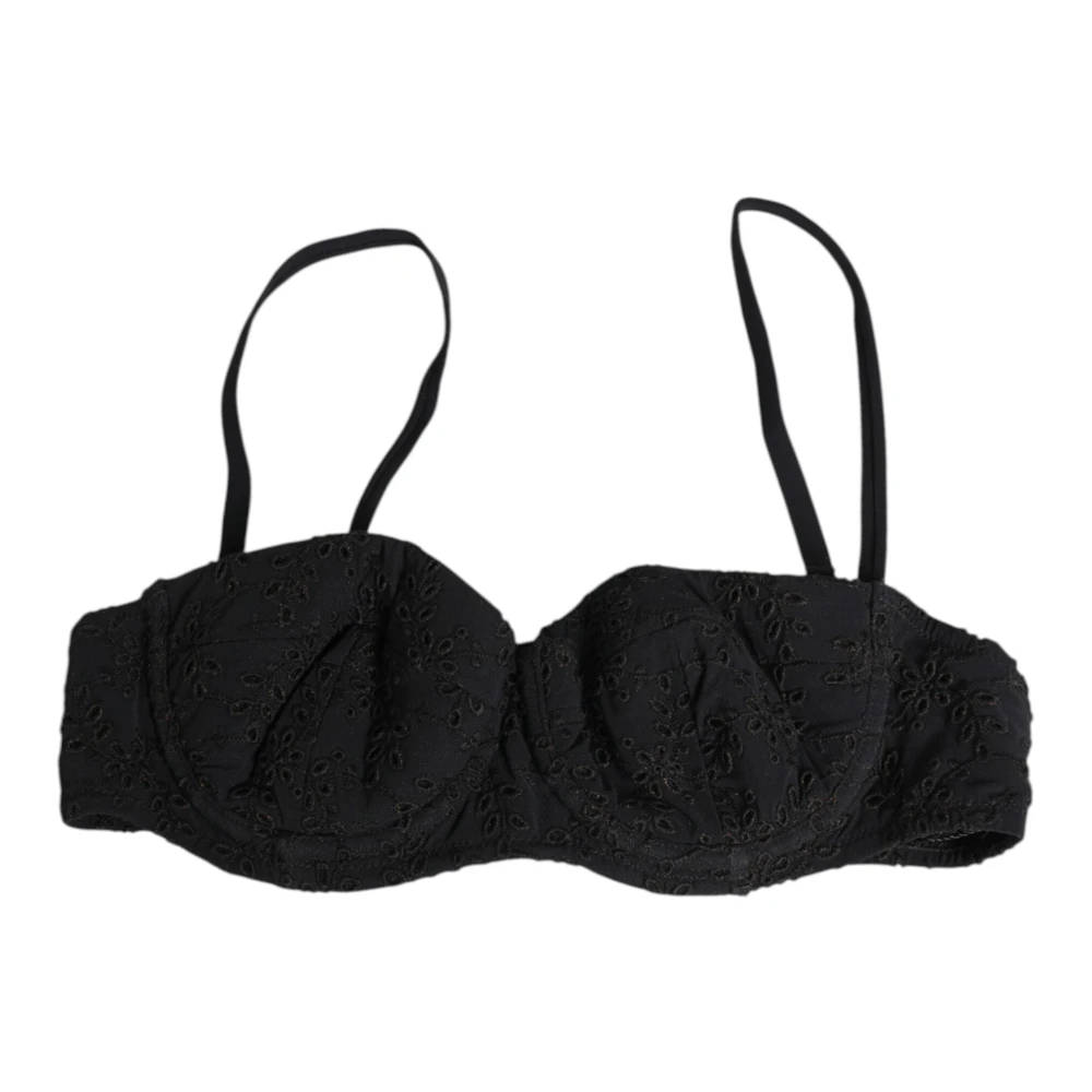 Dolce & Gabbana Women's Black Embroidered Underwire Bra Underwear