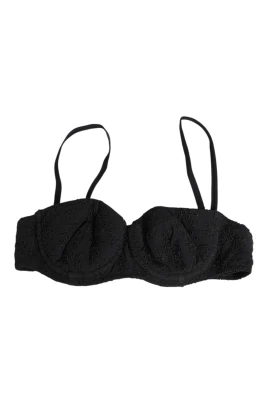 Svart Broderad Underwire Bh Underkläder