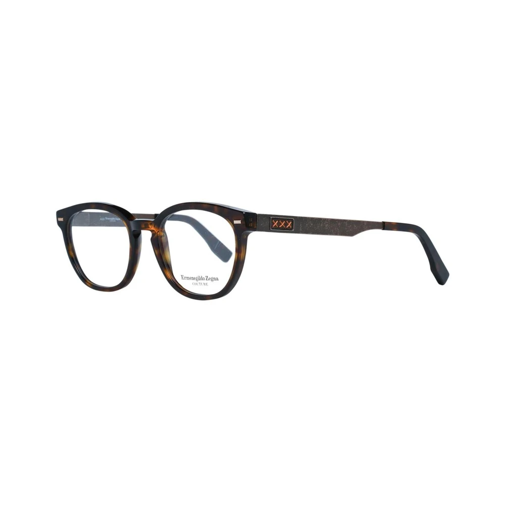 Ermenegildo Zegna Bruine Ronde Plastic Optische Frames Brown Heren