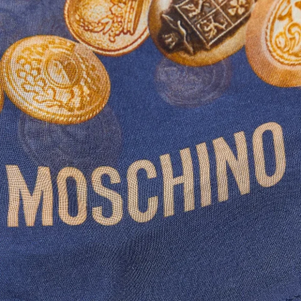 Moschino Pre-Owned Stijlvolle Marineblauwe Zijden Sjaal Blue Dames
