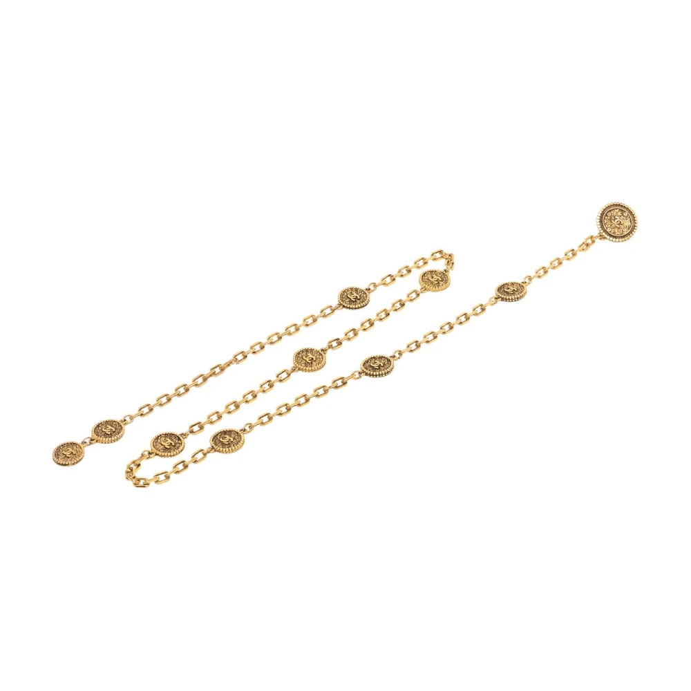 Chanel Vintage Women's Yellow Pre-Owned Chain With Coin Embellishments