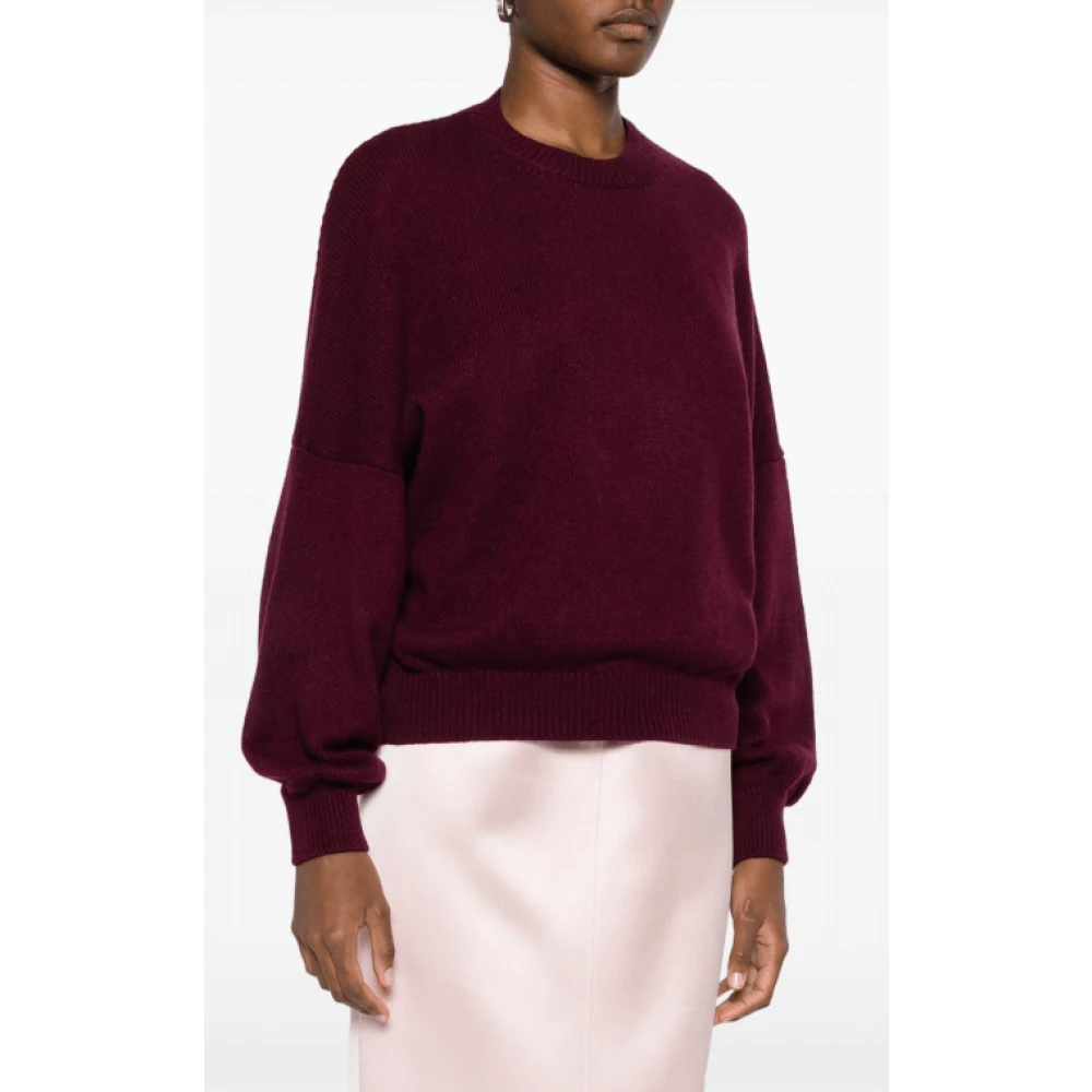Khaite Aubergine Crew Neck Sweater Red Dames