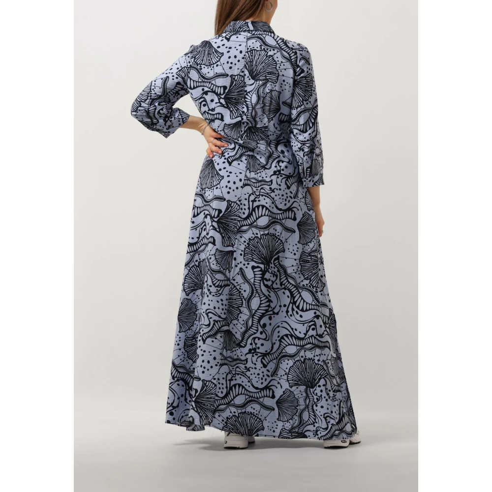 Object Blauwe Midi Overhemdjurk voor de Zomer Multicolor Dames