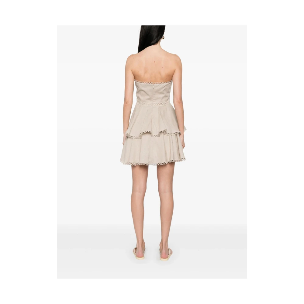 Patbo Strapless Beige Jurk met Uitsparingen Beige Dames