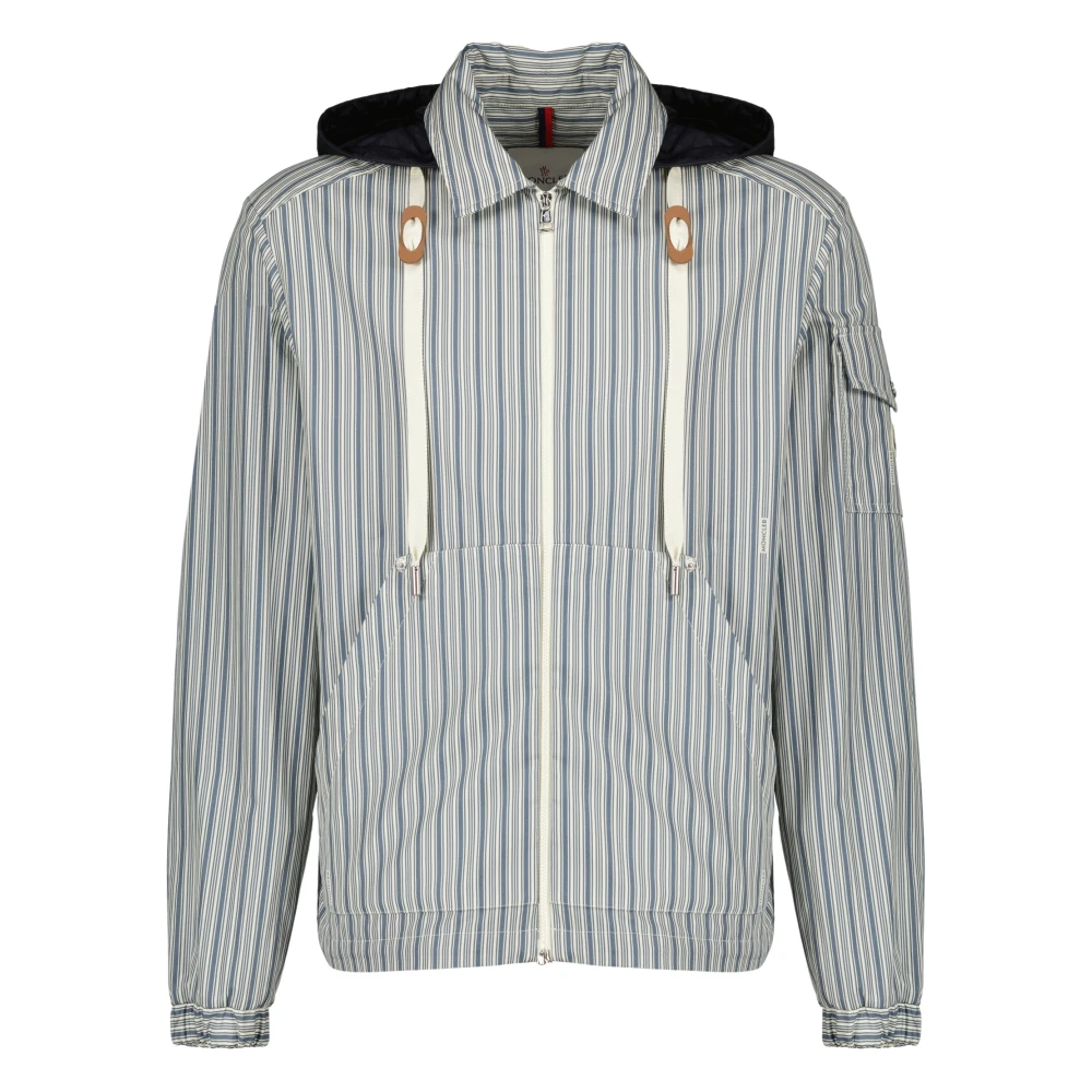 Moncler Men's Blue Havas Striped Poplin Shirt Jacket - Light Jackets - Xl - Jackets