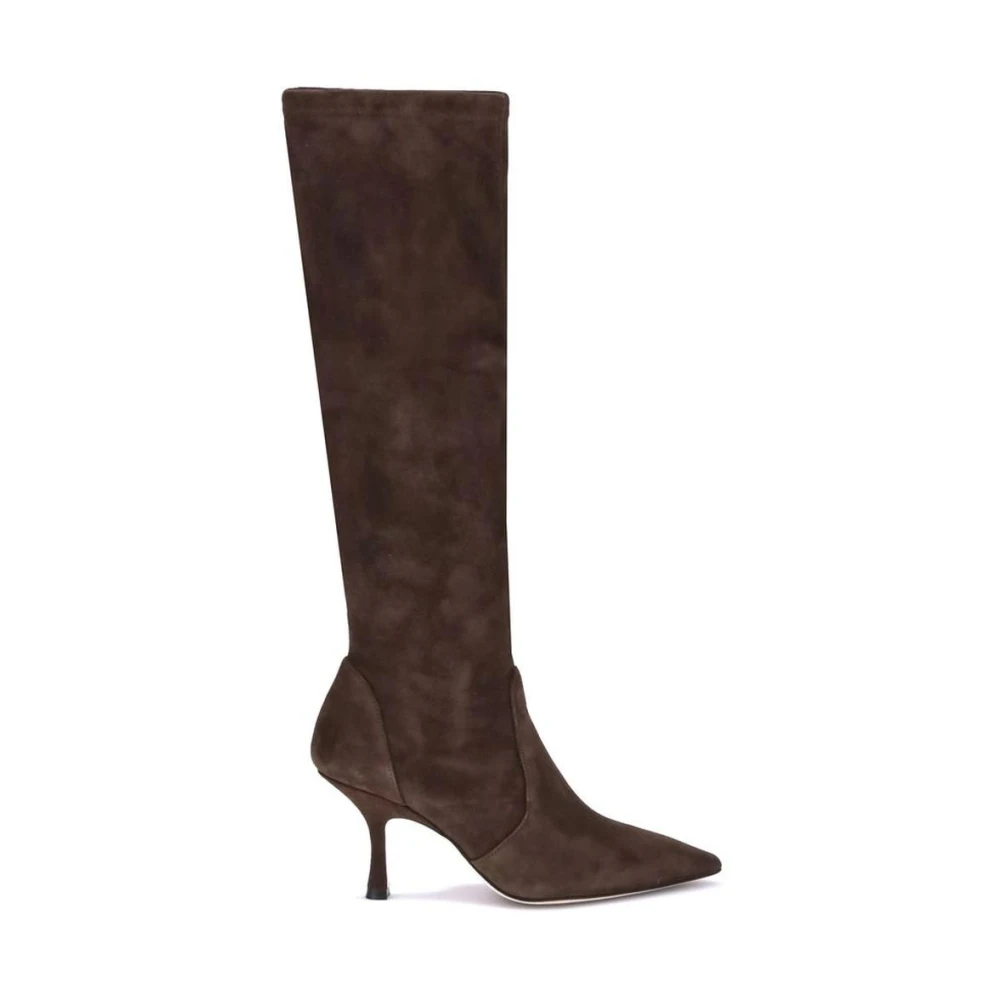 Stuart Weitzman Vrouw Bruin Stiletto Hak Suède Laarzen Amandel Teen