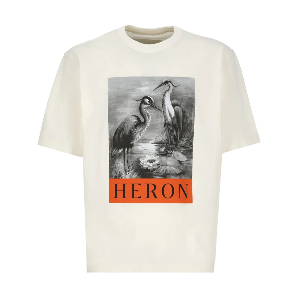 Heron Preston Contrasterend Logo Katoenen T-shirt voor Heren Beige Heren