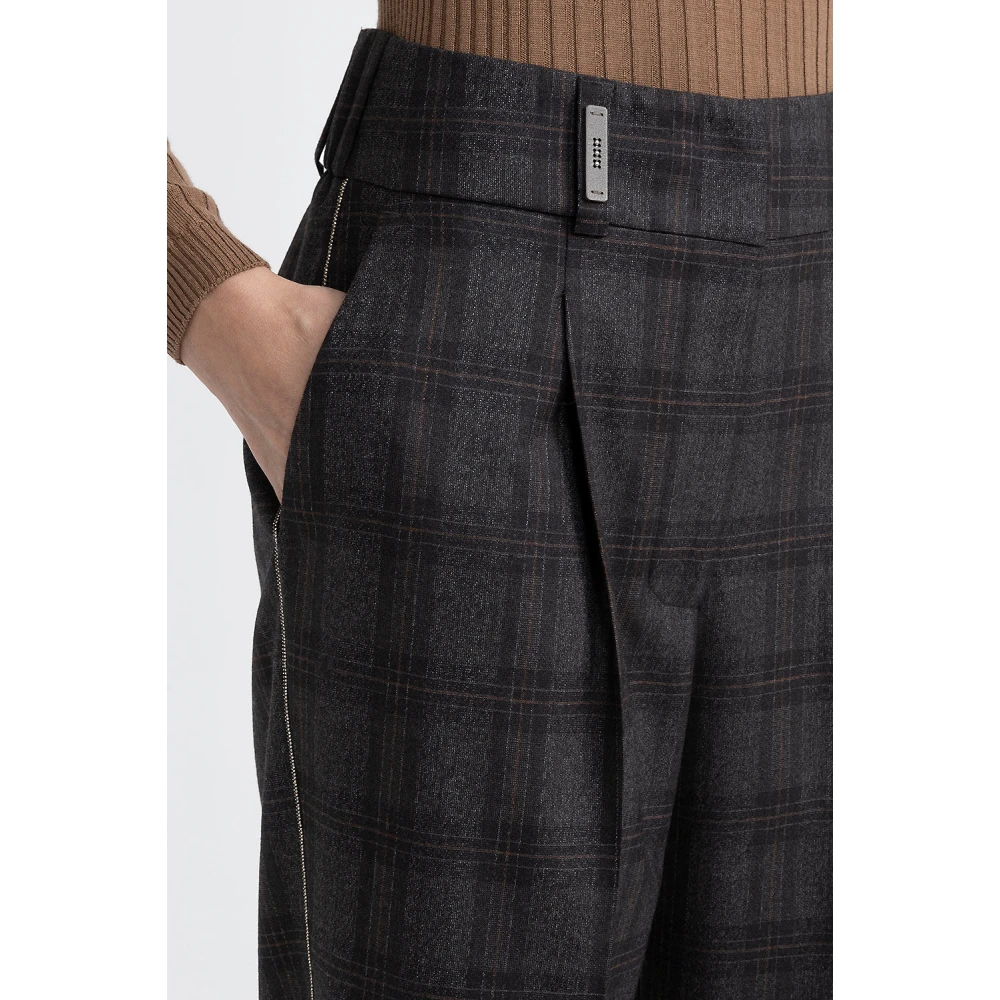 PESERICO Pure wollen sigarettenbroek Brown Dames
