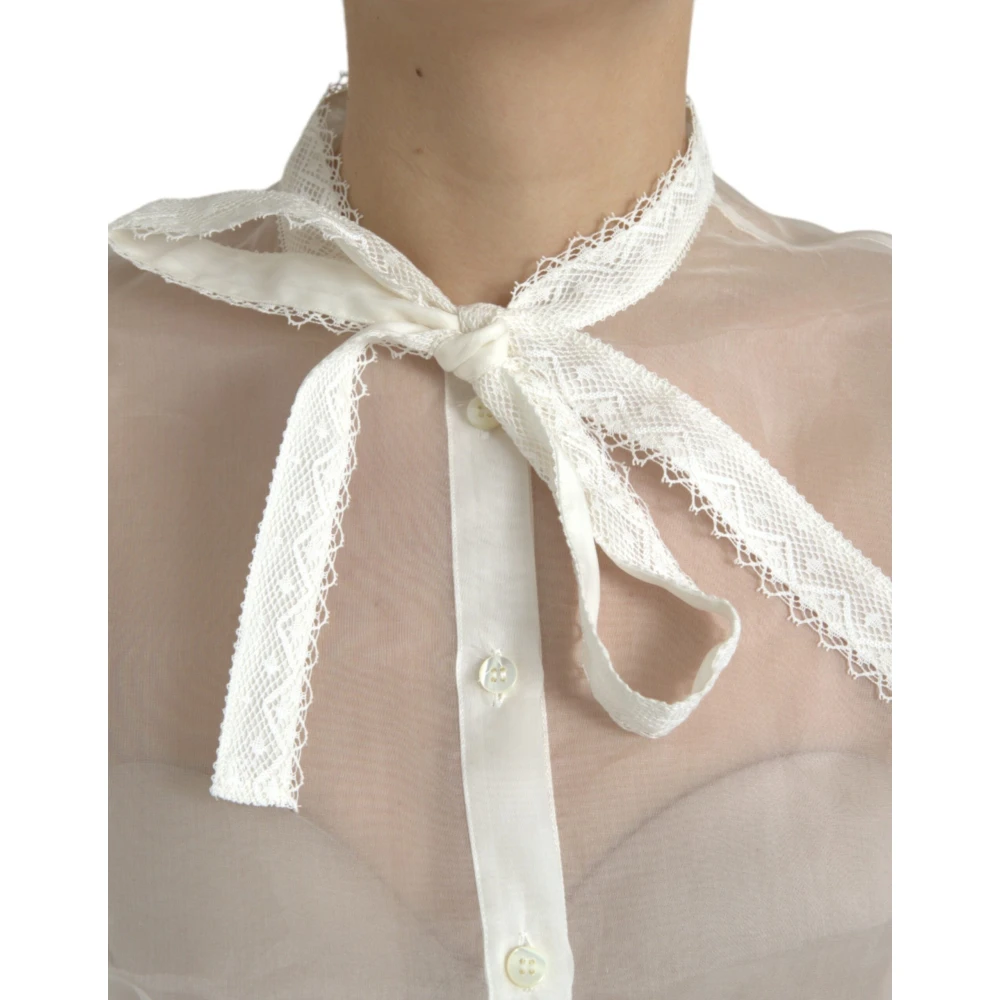 Dolce & Gabbana Zijden Blend Lange Mouw Blouse White Dames