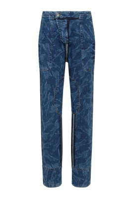 Indigo Blå Dragsko Midja Byxor