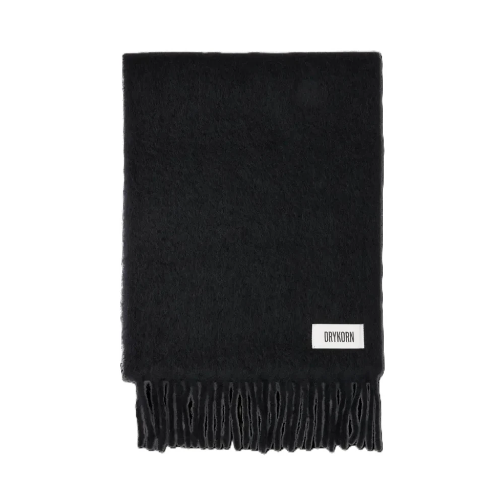 Drykorn Unisex Zwart Accessoires One Size, Tijdloze Sjaal Met Franjes