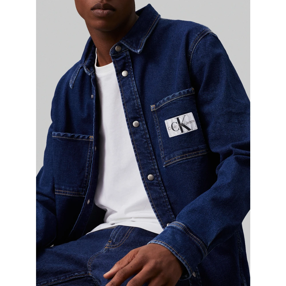 Calvin Klein Denim Logo Zak Shirt Blue Heren