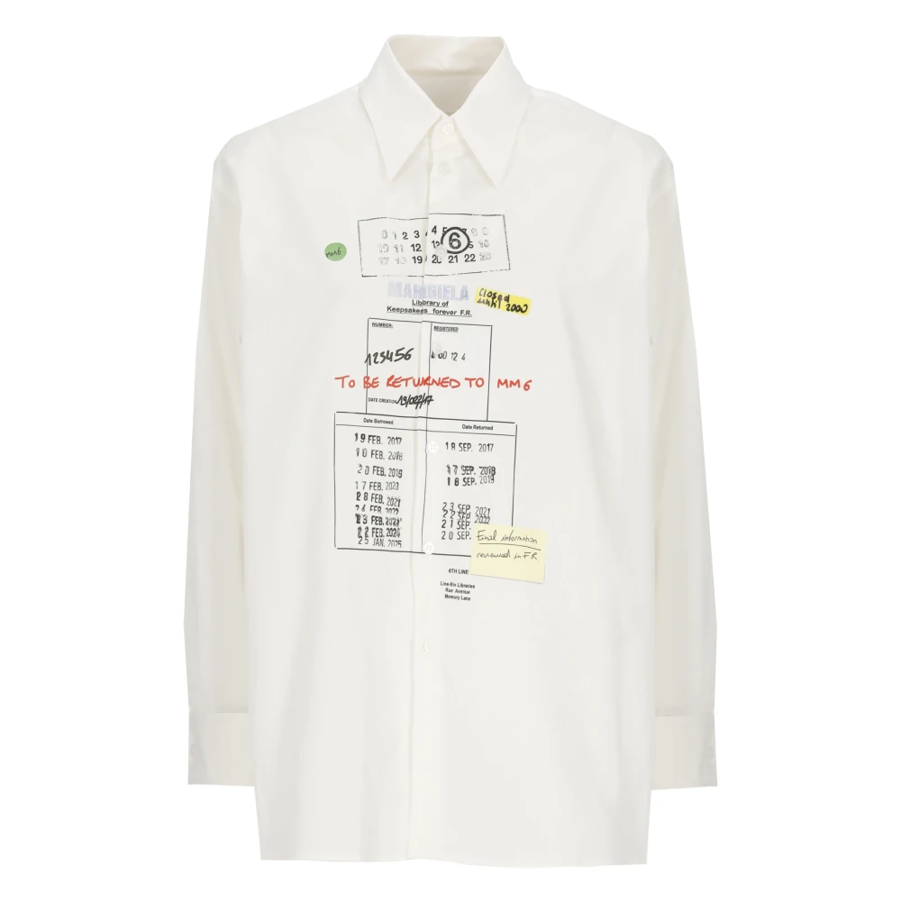 Mm6 Maison Margiela Women's White Shirts, 3XS, Cotton Shirt
