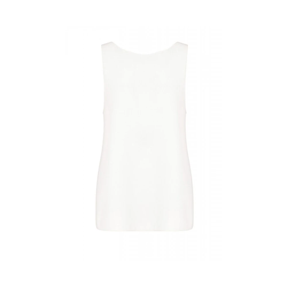 Emporio Armani Kvinno Vit Toppar Dam, M, Polyester, Top Med Flytande Crêpepanel Baktill