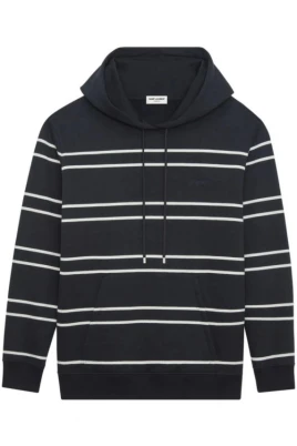 Randig Fleece Hoodie med Känguruficka