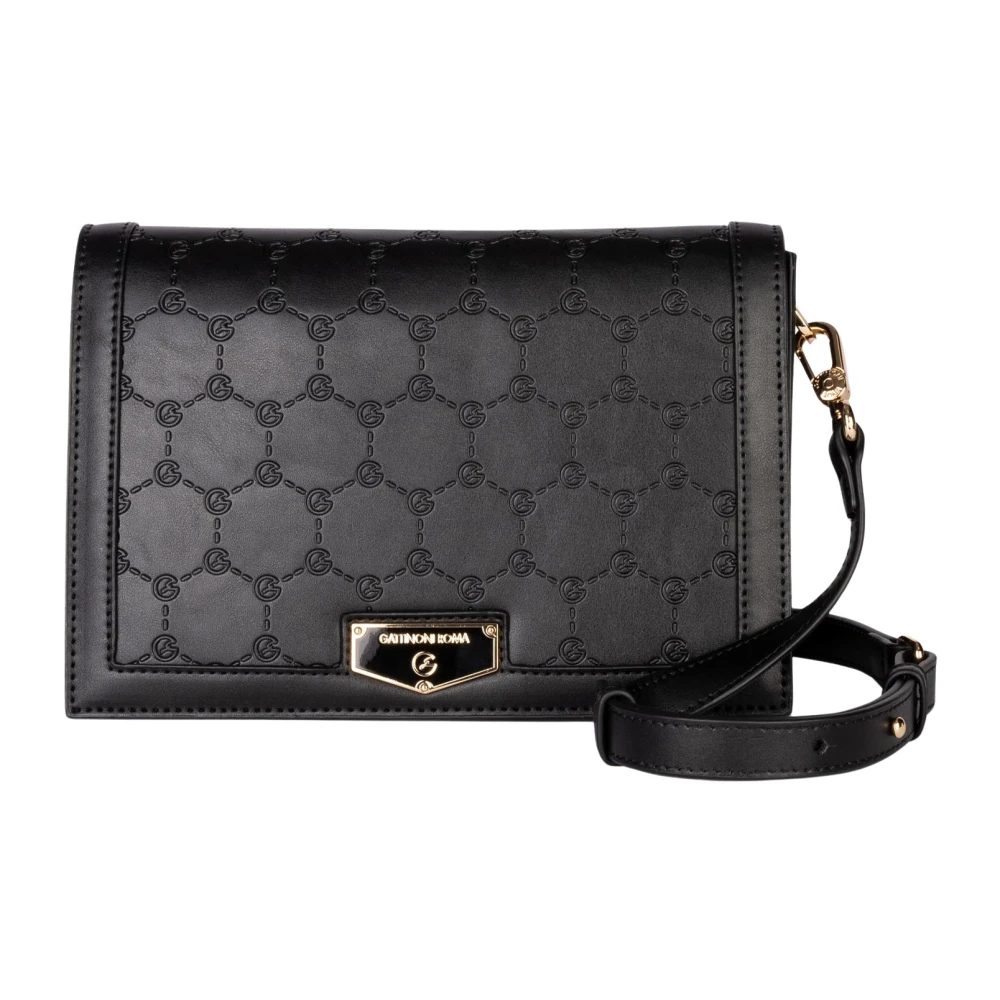 Gattinoni Zwarte Schoudertas met knoop- en ritssluiting Black Dames