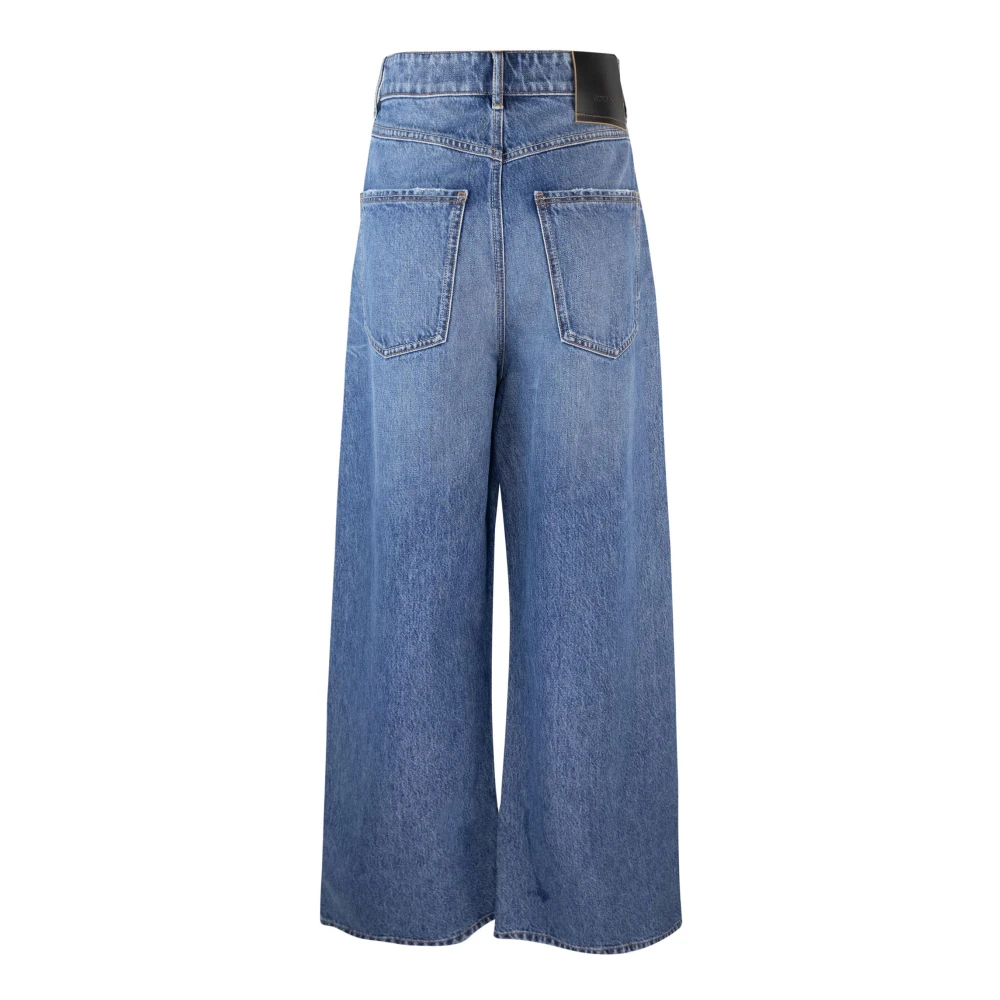 SPORTMAX Blauwe Oversize Lage Taille Wijde Pijp Jeans Blue Dames