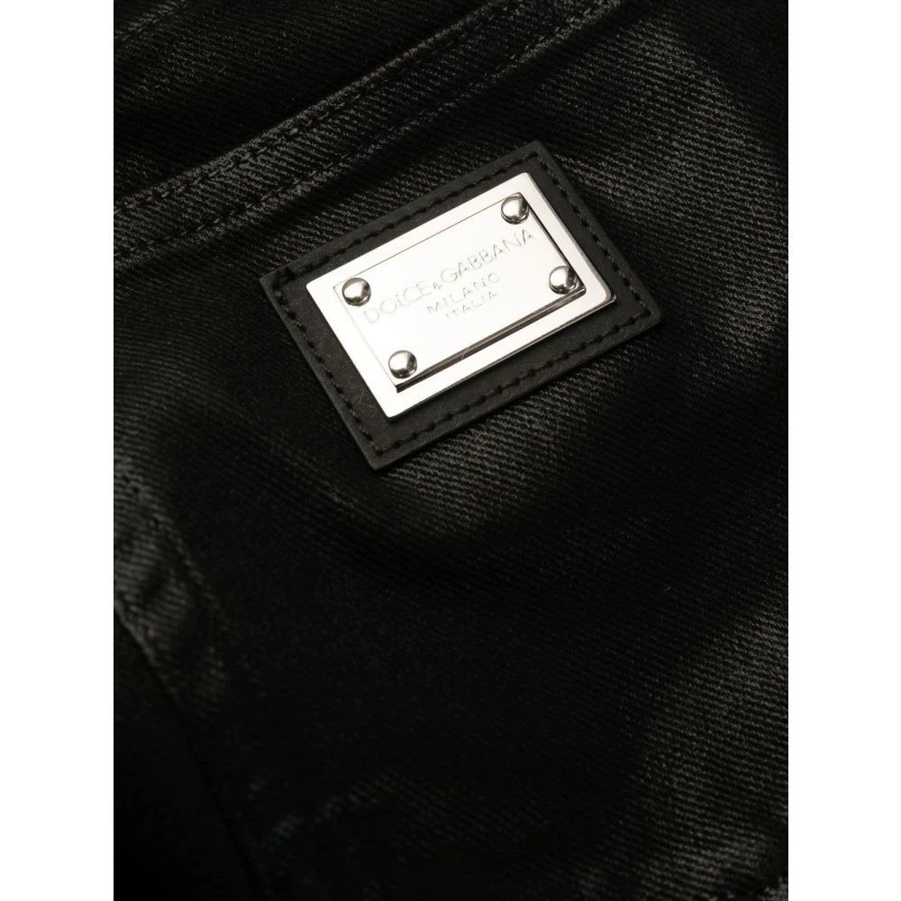 Dolce & Gabbana Audrey Hoge Taille Zwarte Jeans Black Dames