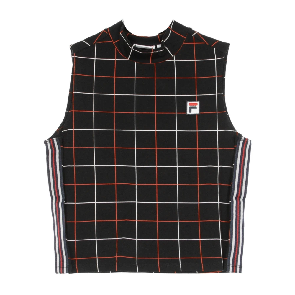 Fila Zwart Geruit Dames Top Met All Over Print Multicolor Dames
