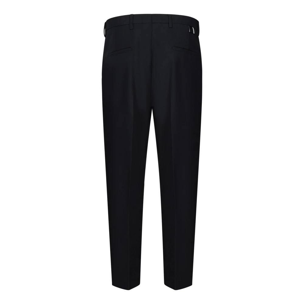 Low Brand Zwarte Tapered Leg Wollen Broek Black Heren