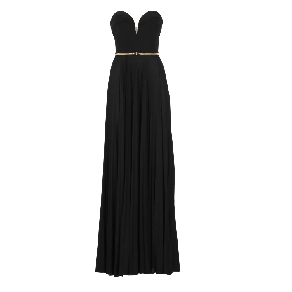 Elisabetta Franchi Zwarte Lurex Hart Halslijn Jurk Black Dames