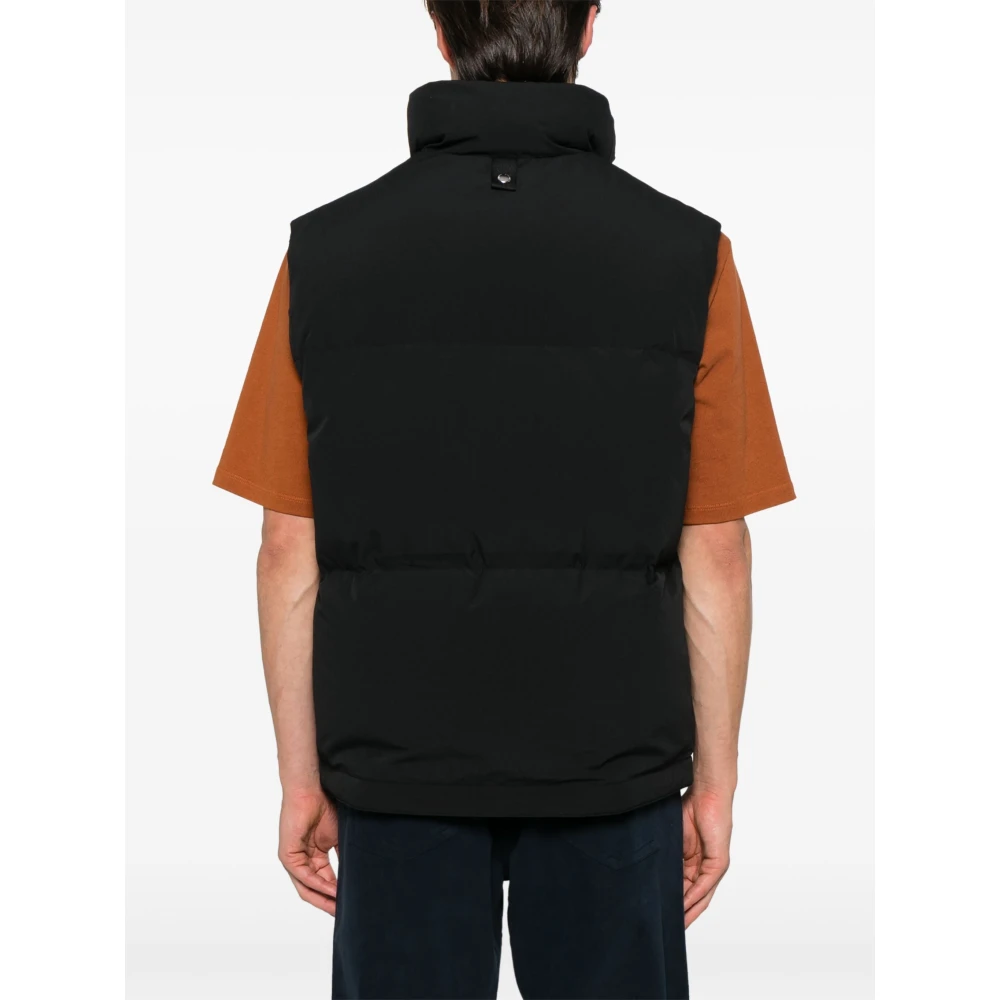 Maison Kitsuné Zwarte Gewatteerde Gilet met Vos Motief Black Heren
