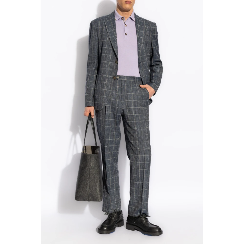 ETRO Polo met geborduurd logo Purple Heren