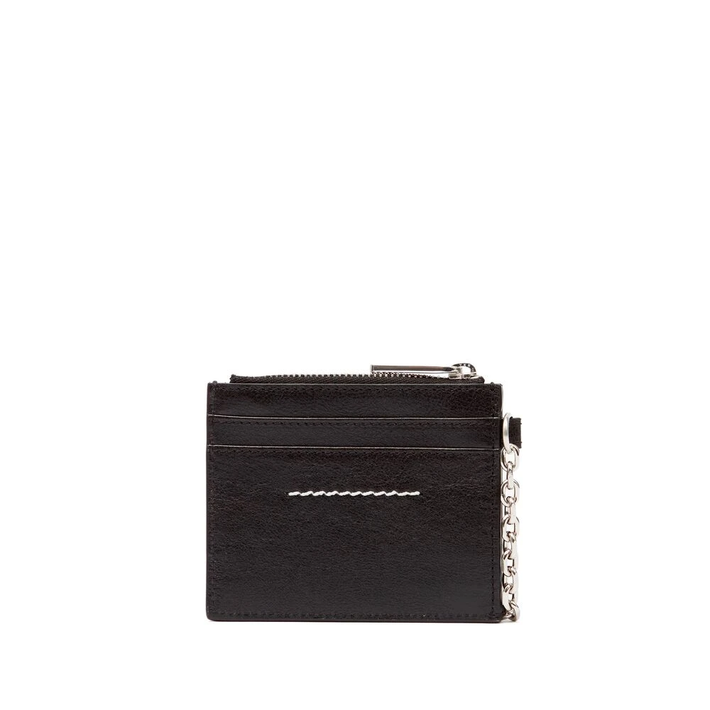 MM6 Maison Margiela Zwarte leren portemonnee met sleutelhanger Black Heren