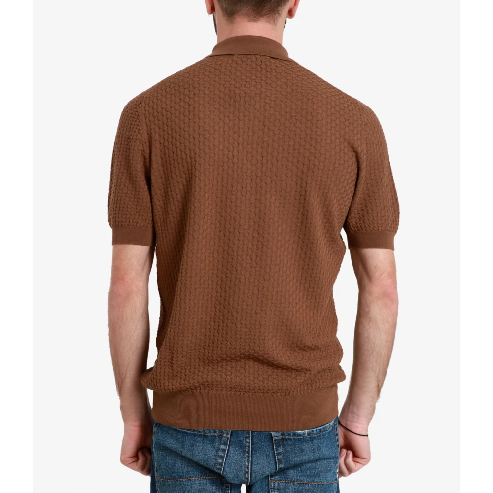 Tagliatore Bruine Katoenen Poloshirt met Kraag Brown Heren