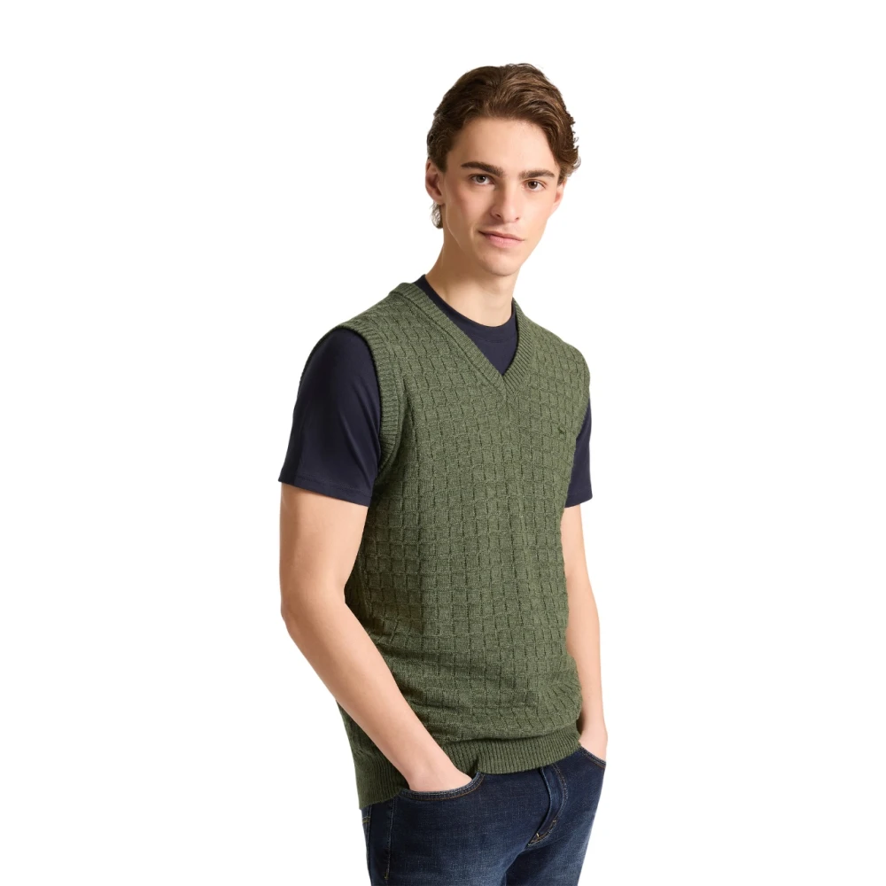 Harmont & Blaine Men's Green Jumpers - V-Neck Knitwear - S - Knitwear