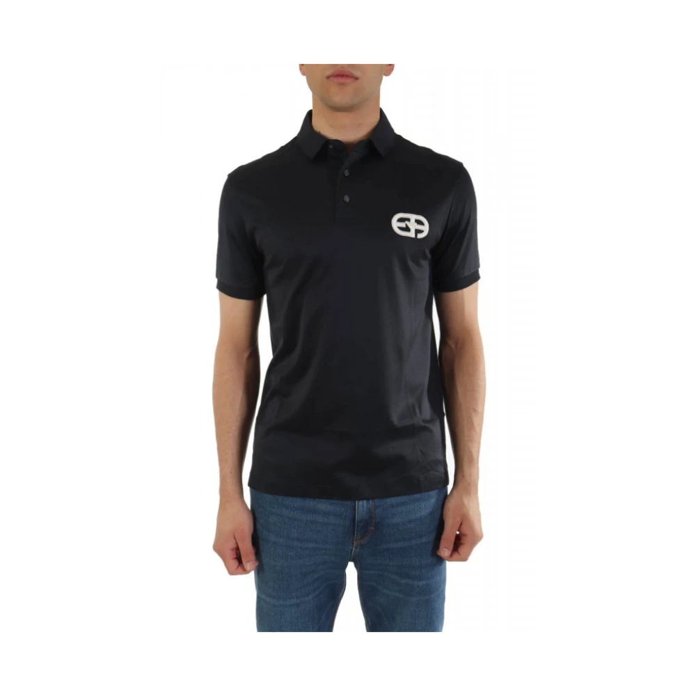 Emporio Armani Mannelijk Blauw Lyocell-Blend Jersey Polo Shirt