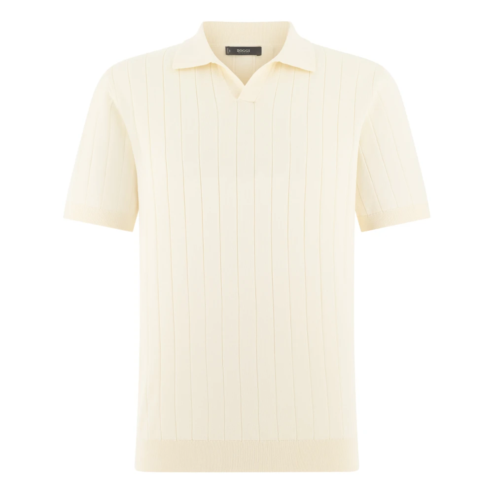 Boggi Milano Mannelijk Beige Truien & Vesten Heren, 2XL, Katoen, Gebreide Polo Van Katoen En Zijde