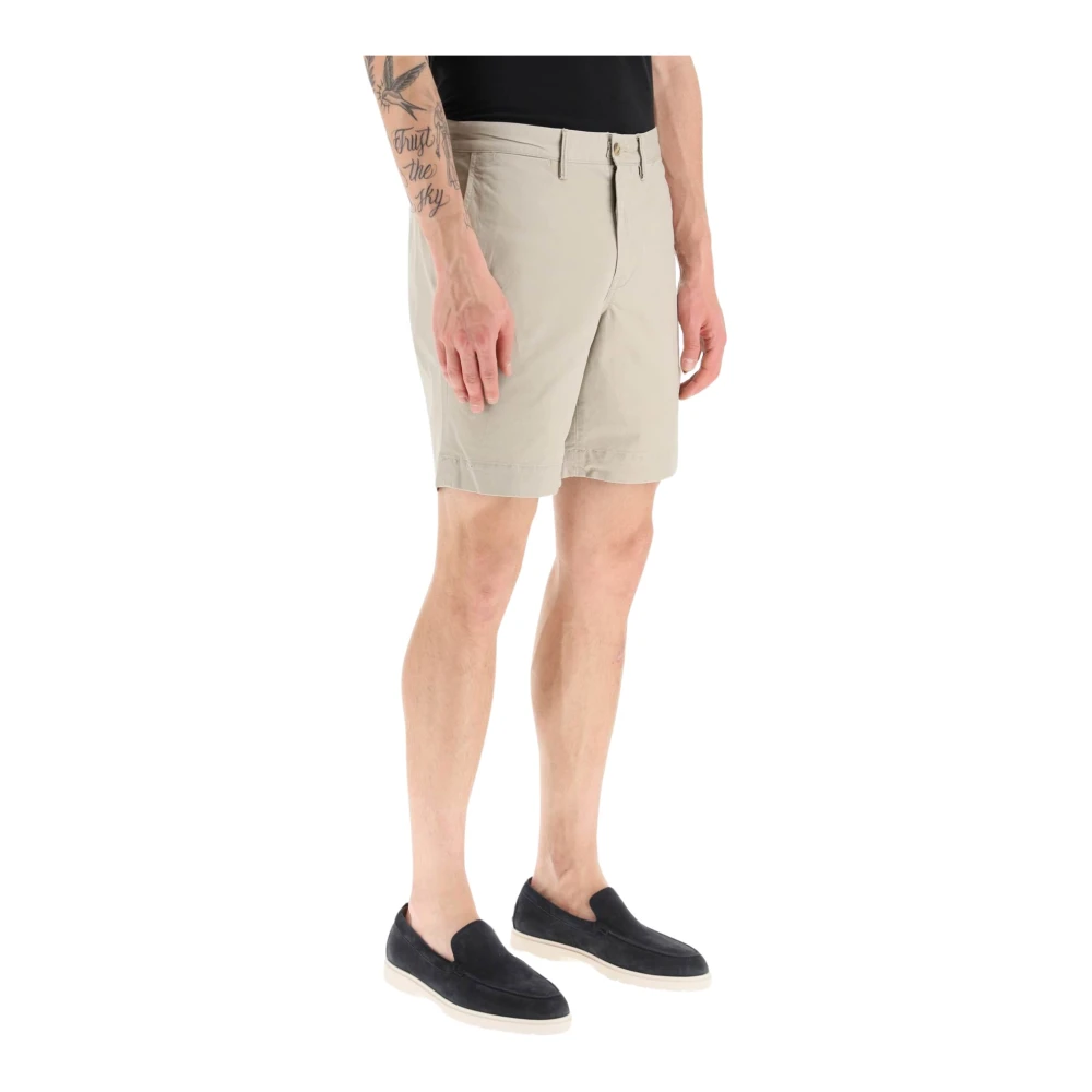 Polo Ralph Lauren Stretch Chino Shorts met Logo Borduursel Beige Heren
