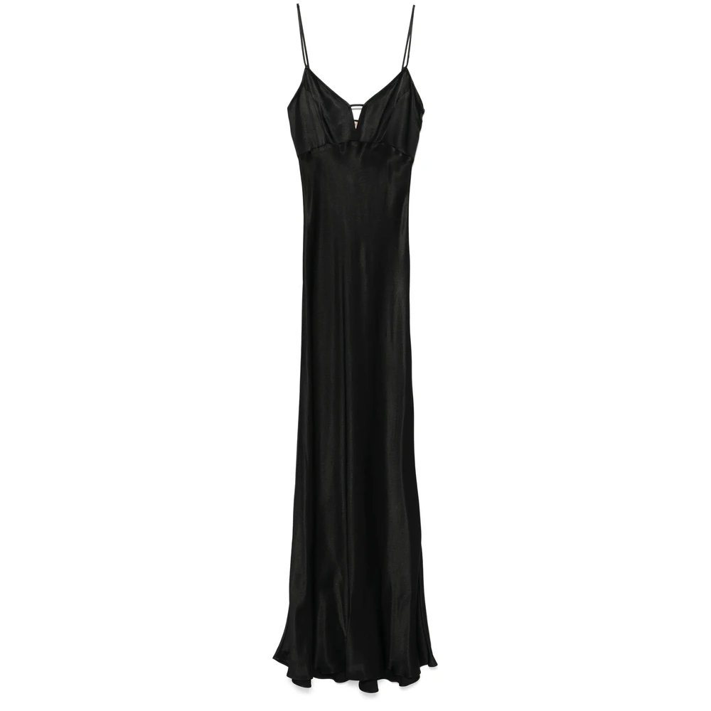 Twinset Zwarte V-hals Jurk met Zijsplit Black Dames