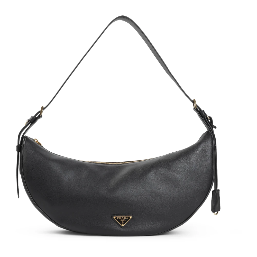 Prada Kvinno Svart Väskor Dam, One Size, Läder, Kalvläder Sacca Handväska