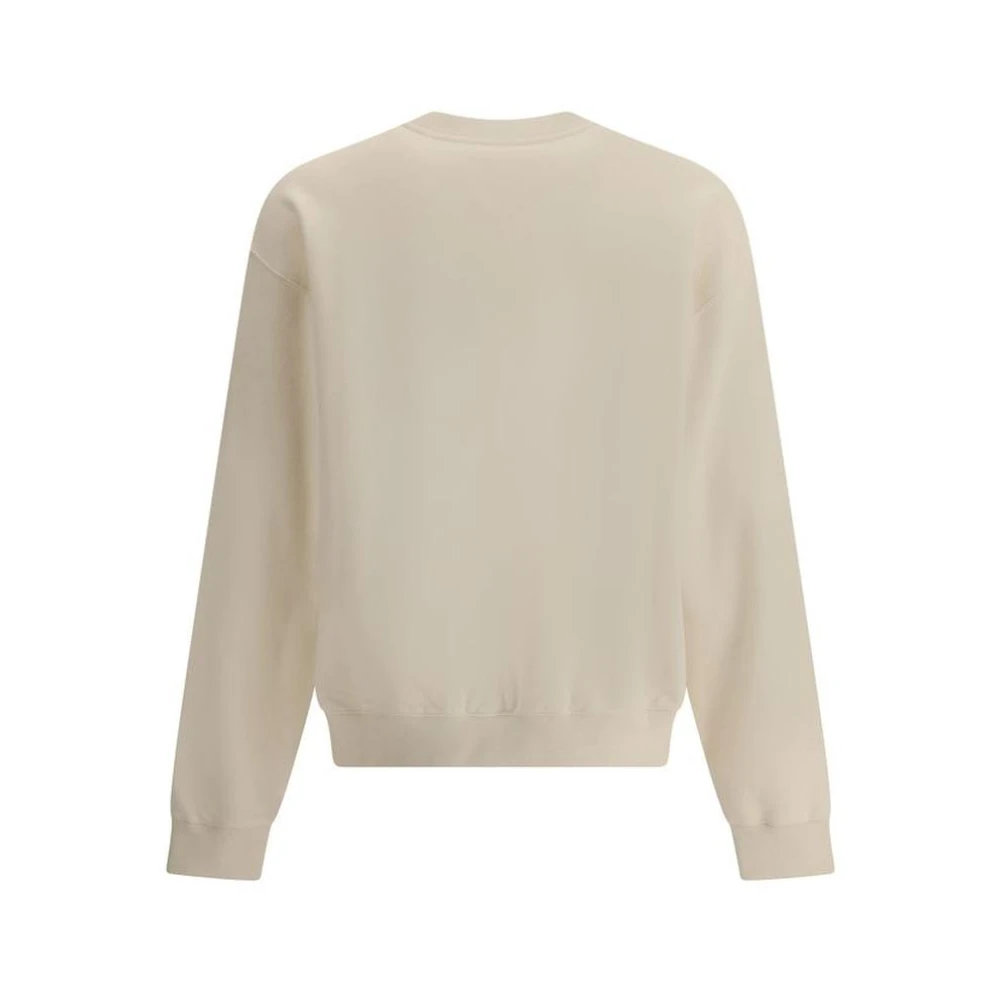 Jil Sander Minimalistisch Logo Sweatshirt met Geribbelde Details Beige Heren