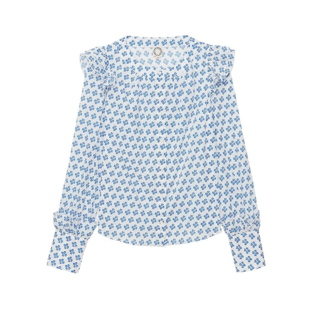 Ines De La Fressange Paris Moderne Gerimpelde Katoenen Top Blue Dames