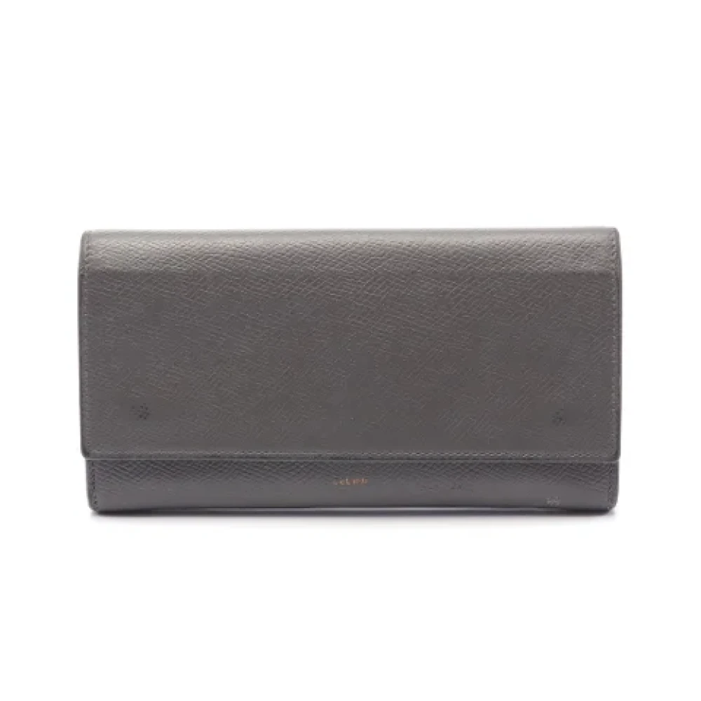 Celine Vintage Pre-owned Leather wallets Gray Dames